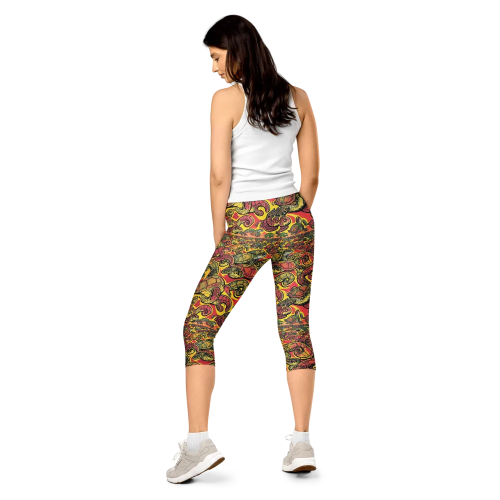 Tortoise Kaleidoscope on Capri Leggings — Back