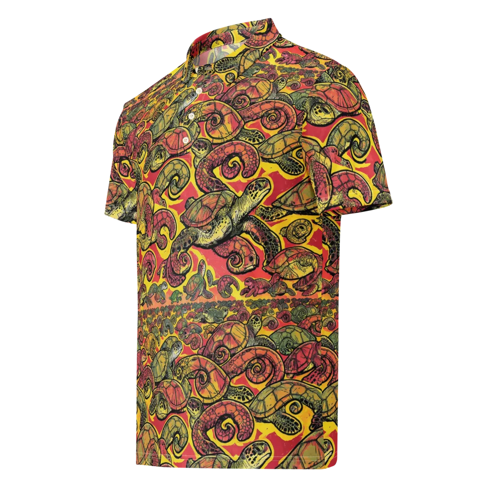 Tortoise Kaleidoscope on Men's Slim Fit Polo Shirt — Left Front