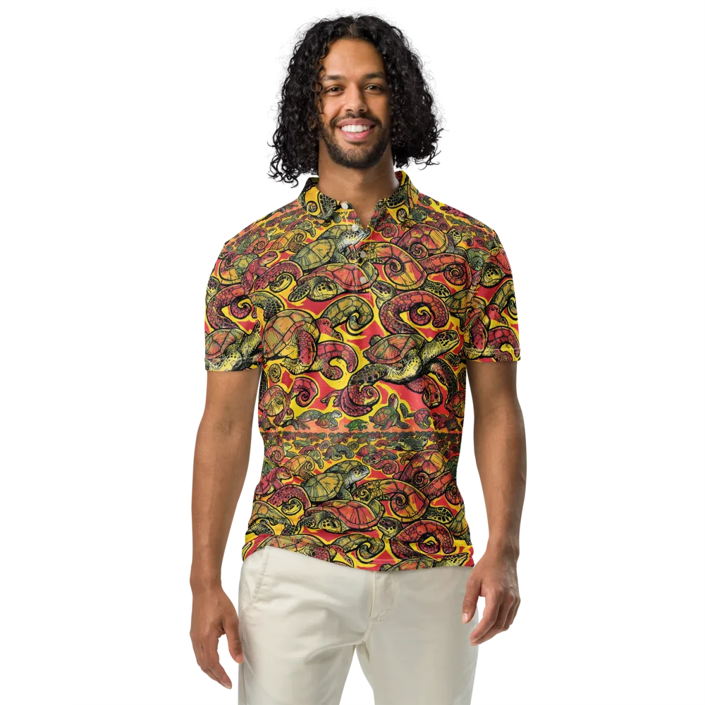 Tortoise Kaleidoscope on Men's Slim Fit Polo Shirt — Front