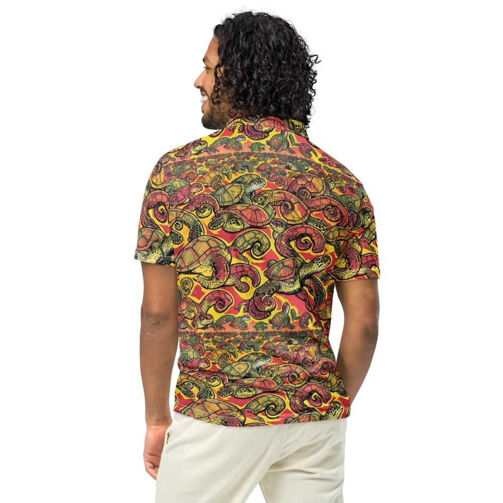 Tortoise Kaleidoscope on Men's Slim Fit Polo Shirt — Back
