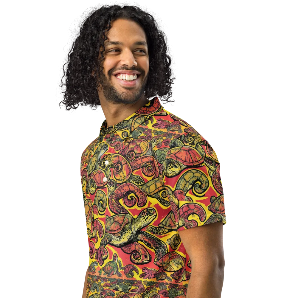 Tortoise Kaleidoscope on Men's Slim Fit Polo Shirt — Left Front