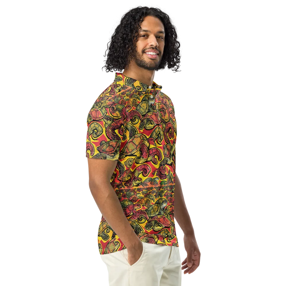 Tortoise Kaleidoscope on Men's Slim Fit Polo Shirt — Right Front