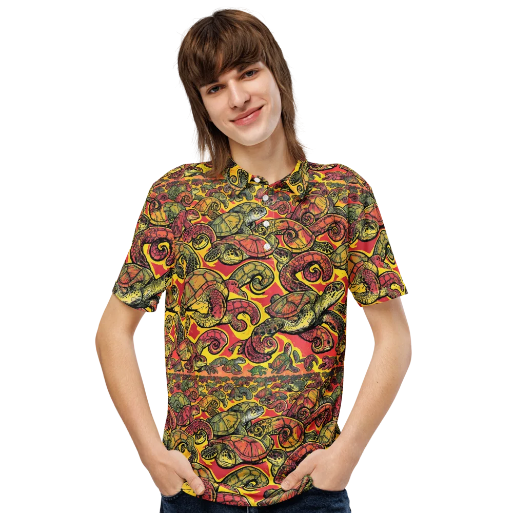 Tortoise Kaleidoscope on Men's Slim Fit Polo Shirt — Front