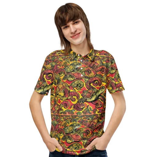 Tortoise Kaleidoscope on a Men's Slim Fit Polo Shirt