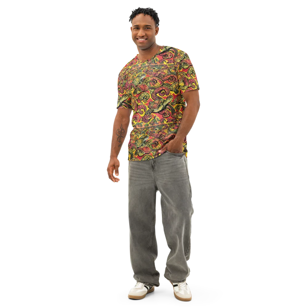 Tortoise Kaleidoscope on Men's Cotton Crew Neck T-Shirt — Front