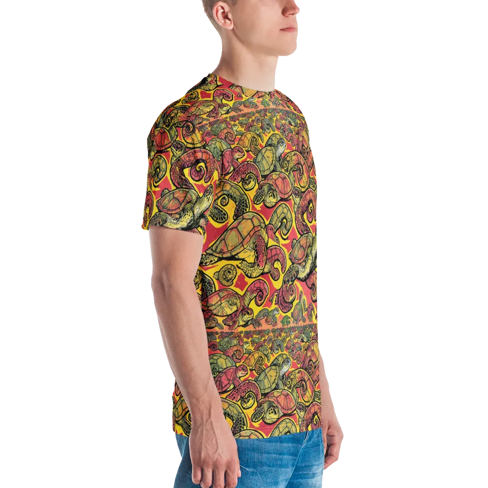 Tortoise Kaleidoscope on Men's Crew Neck T-Shirt — Right