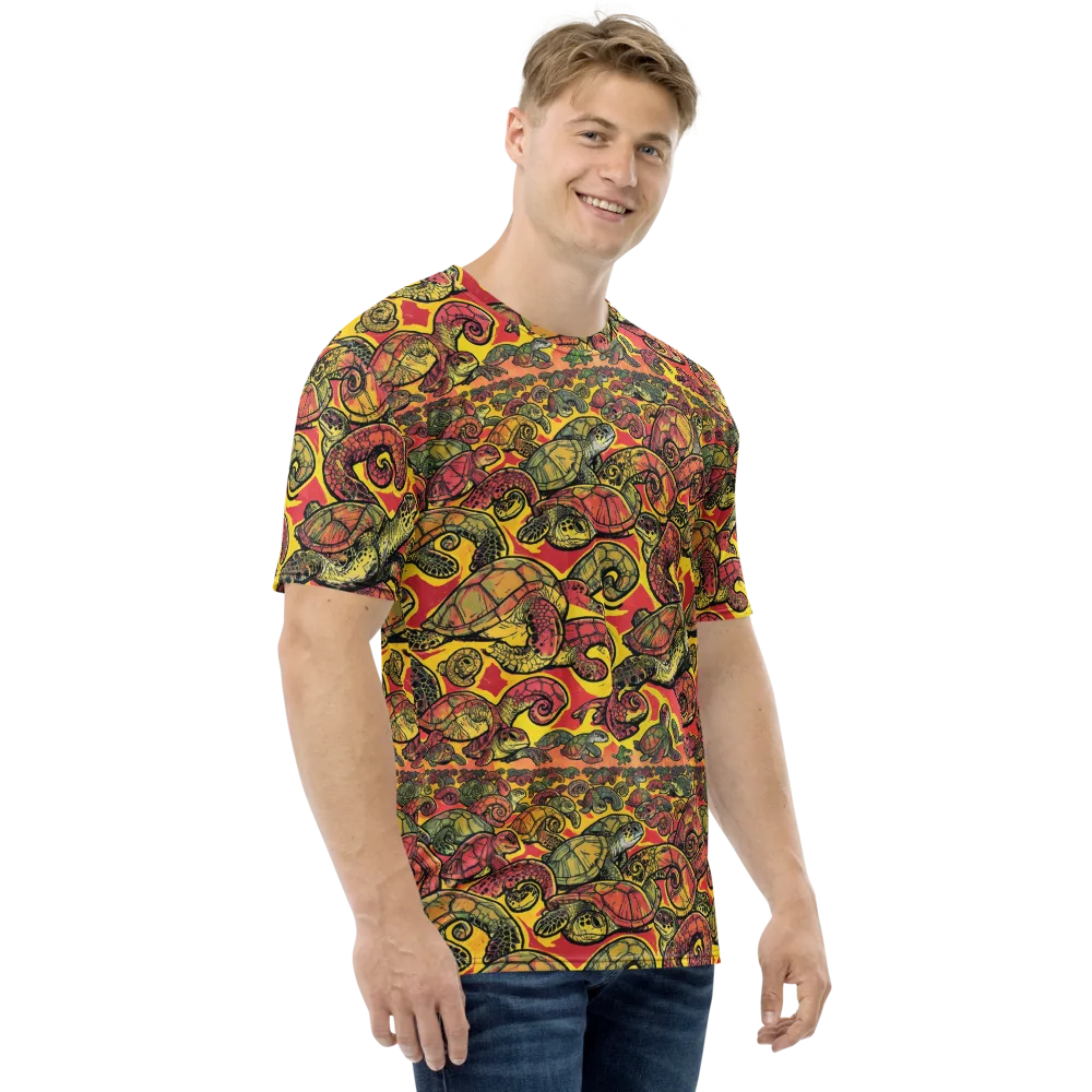 Tortoise Kaleidoscope on Men's Crew Neck T-Shirt — Right