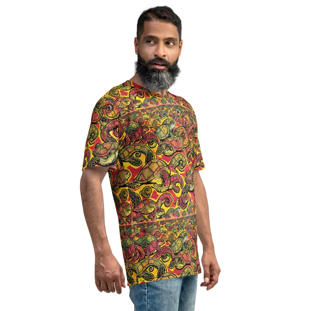 Tortoise Kaleidoscope on Men's Crew Neck T-Shirt — Right