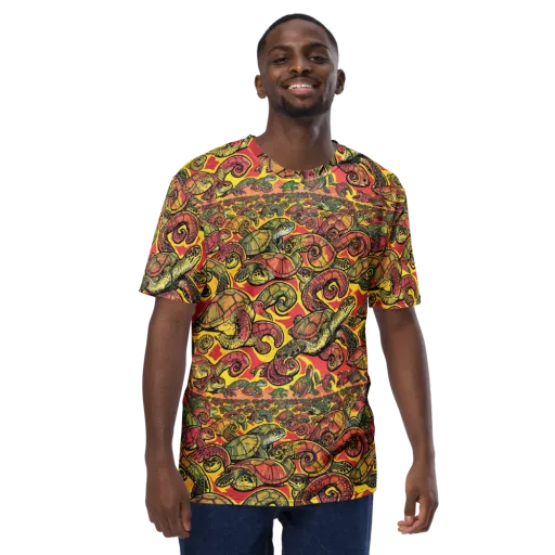 Tortoise Kaleidoscope on a Men's Crew Neck T-Shirt