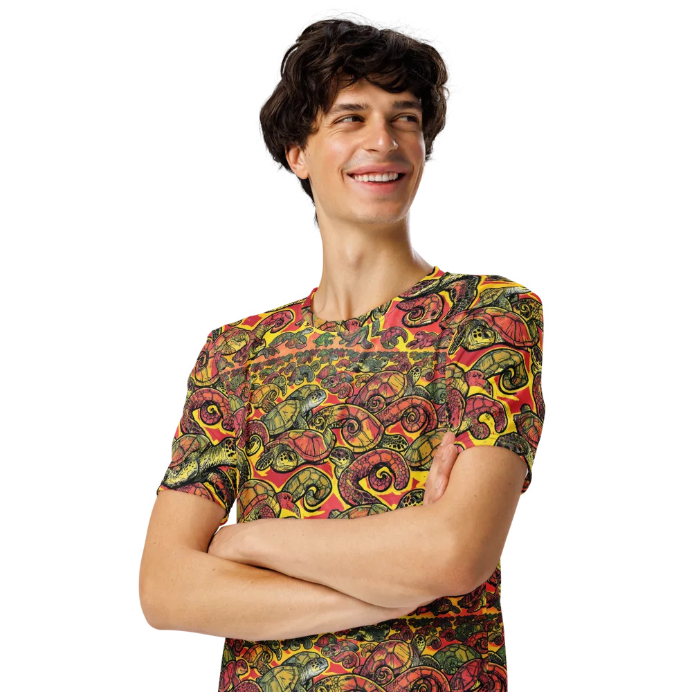 Tortoise Kaleidoscope on Men's Crew Neck T-Shirt — Left Front