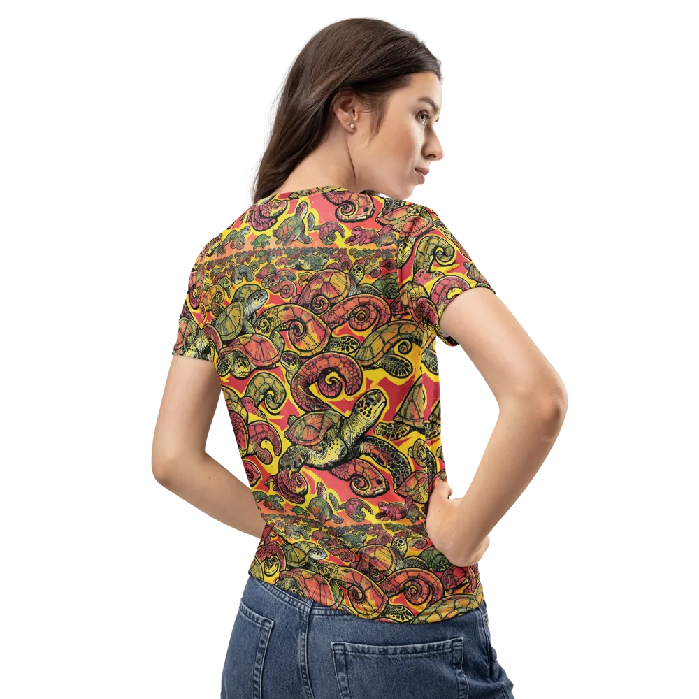 Tortoise Kaleidoscope on Women's Crew Neck T-Shirt — Back