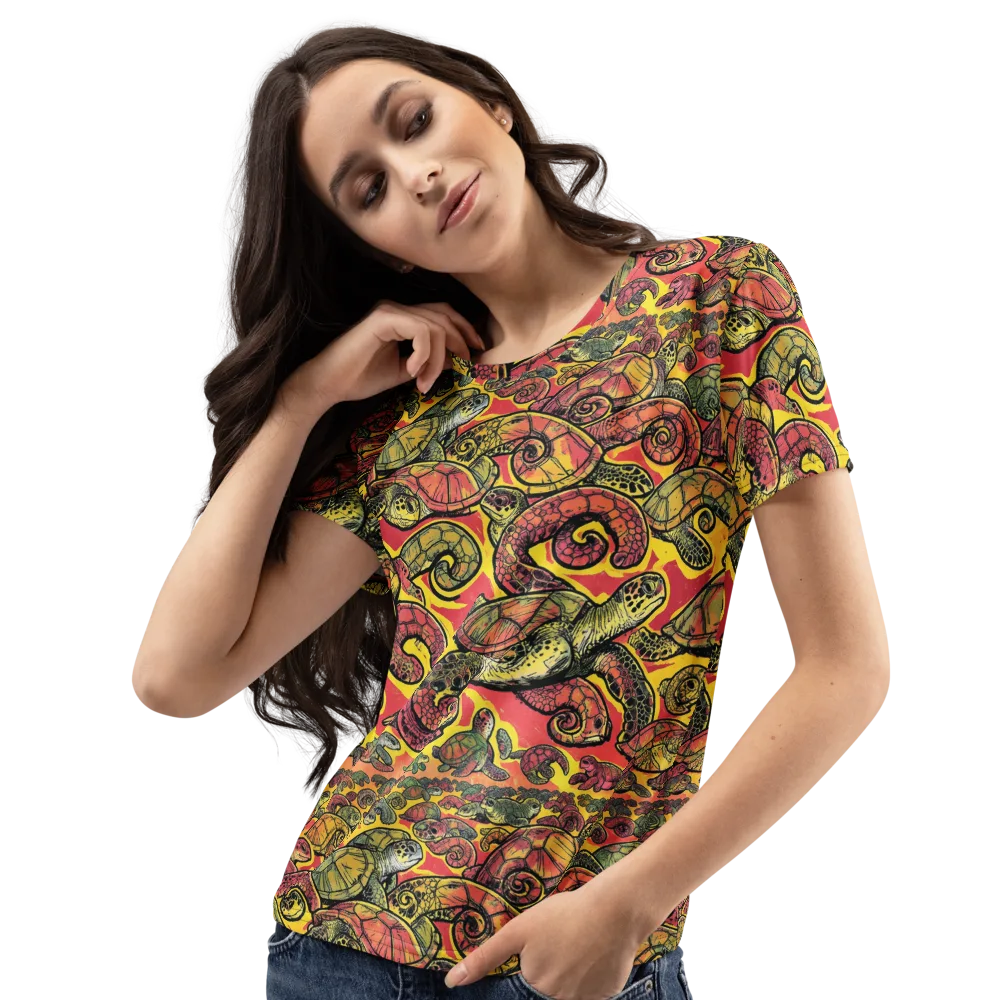 Tortoise Kaleidoscope on Women's Crew Neck T-Shirt — Left Front