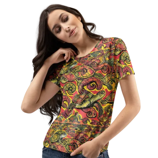 Tortoise Kaleidoscope on a Women's Crew Neck T-Shirt