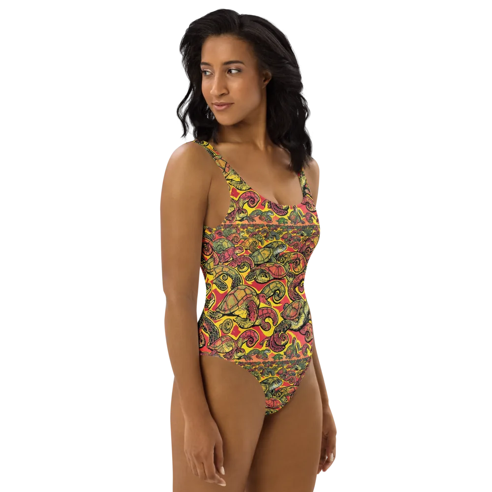 Tortoise Kaleidoscope on One-Piece Swimsuit — Right