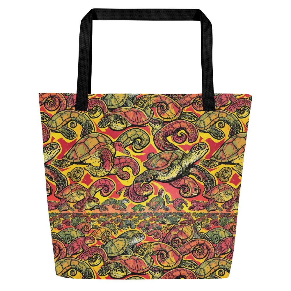 Tortoise Kaleidoscope on Large Tote Bag W/ Pocket — Front