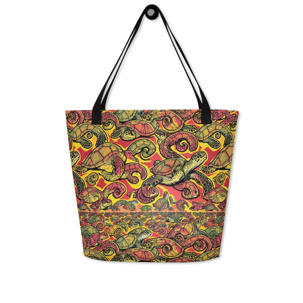 Tortoise Kaleidoscope on Large Tote Bag W/ Pocket — Front