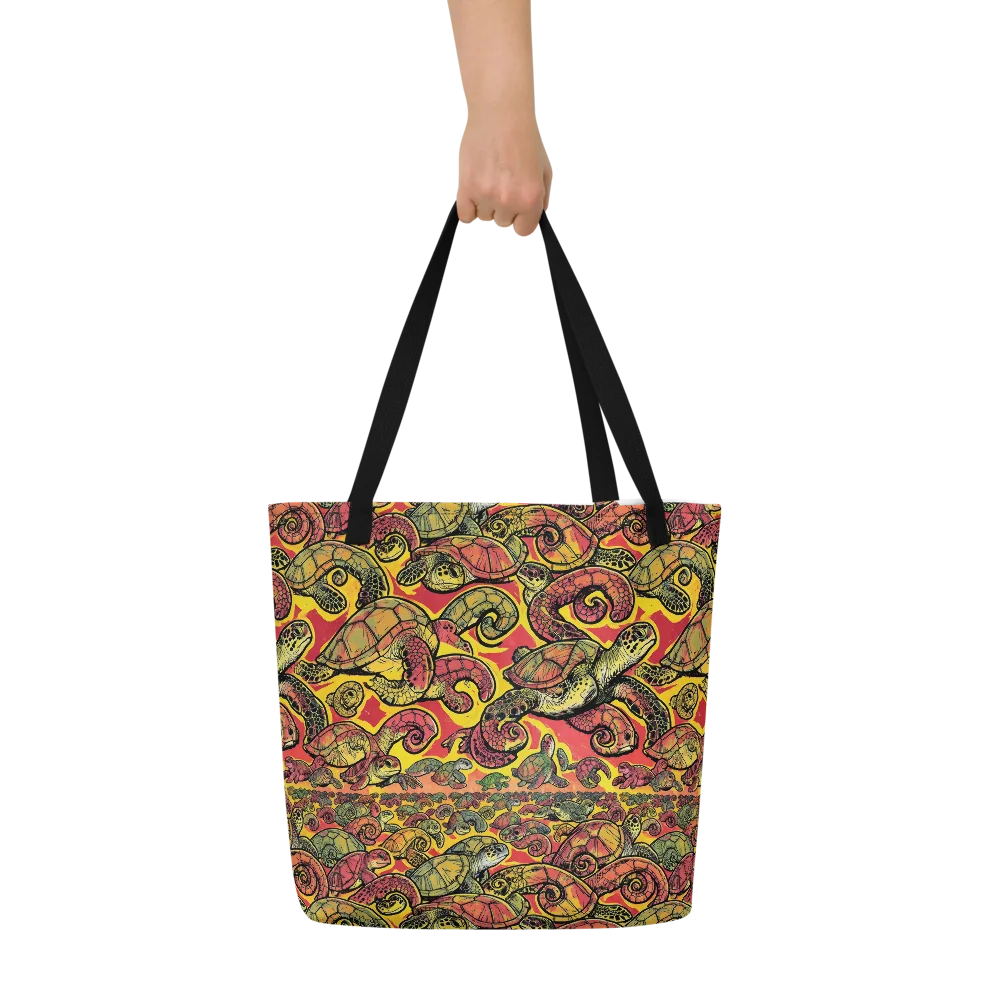 Tortoise Kaleidoscope on Large Tote Bag W/ Pocket — Front