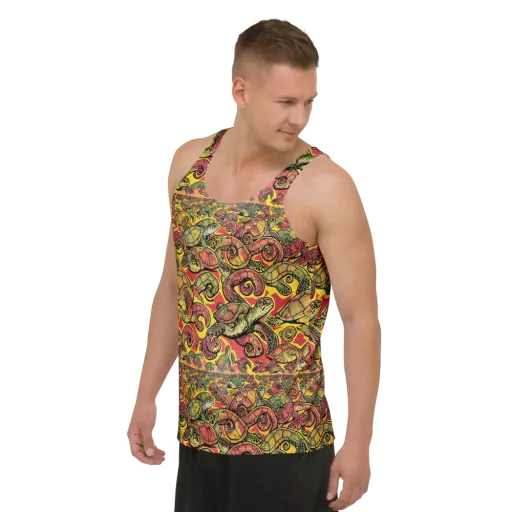 Tortoise Kaleidoscope on a Men's Tank Top