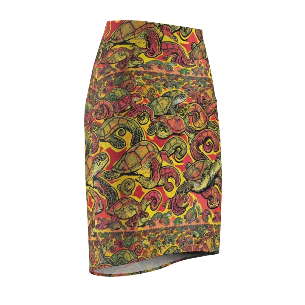 Tortoise Kaleidoscope on Pencil Skirt — Front Side
