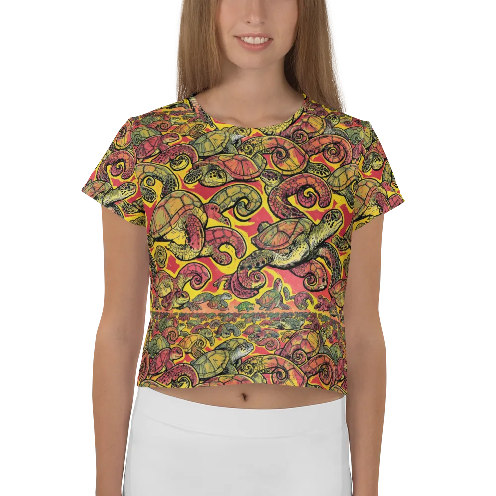 Tortoise Kaleidoscope on Crop Tee — Front