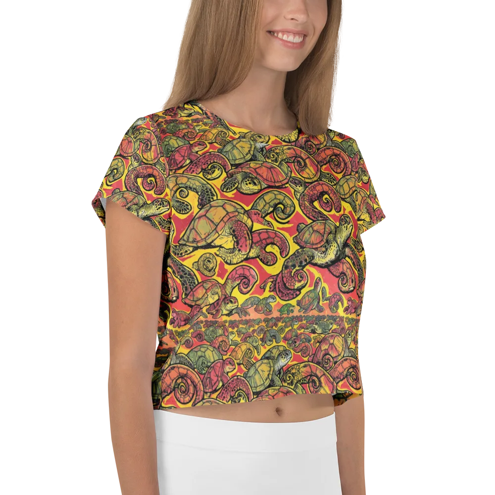 Tortoise Kaleidoscope on Crop Tee — Right