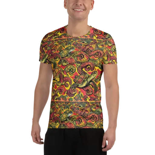 Tortoise Kaleidoscope on a Men's Athletic T-Shirt