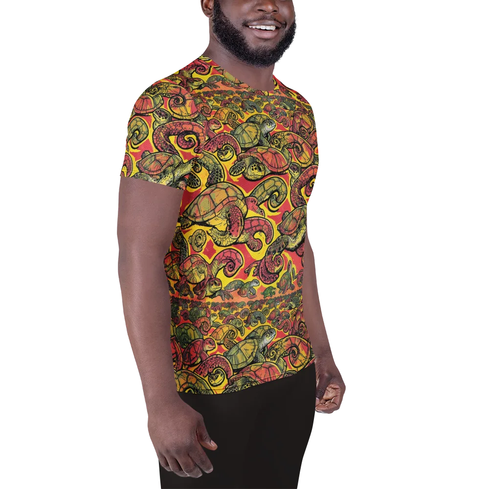 Tortoise Kaleidoscope on Men's Athletic T-Shirt — Right