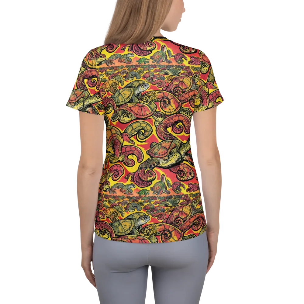 Tortoise Kaleidoscope on Women's Athletic T-Shirt — Back
