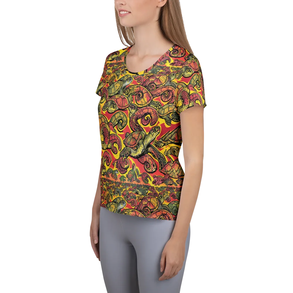 Tortoise Kaleidoscope on Women's Athletic T-Shirt — Left