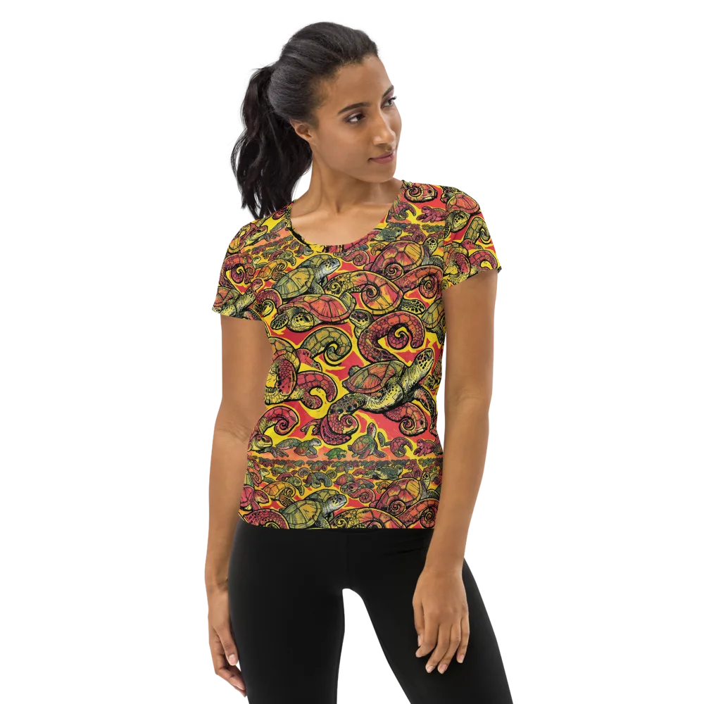 Tortoise Kaleidoscope on Women's Athletic T-Shirt — Front