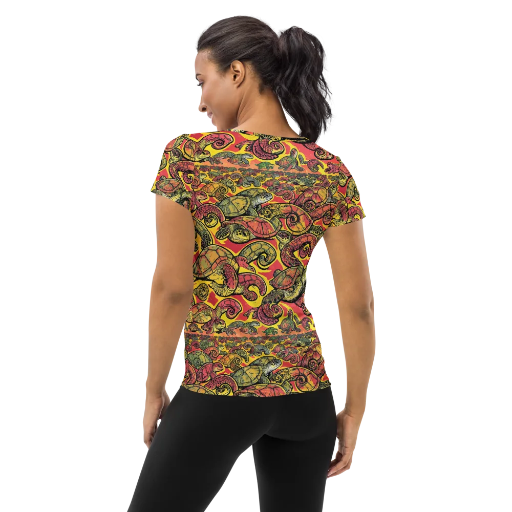 Tortoise Kaleidoscope on Women's Athletic T-Shirt — Back