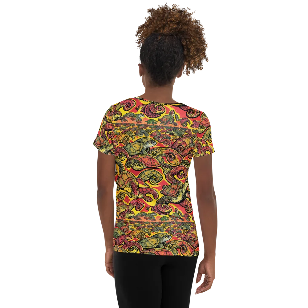 Tortoise Kaleidoscope on Women's Athletic T-Shirt — Back