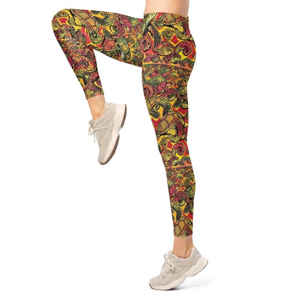 Tortoise Kaleidoscope on Leggings — Left