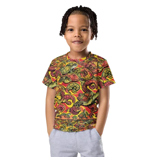 Tortoise Kaleidoscope on a Kids Crew Neck T-Shirt