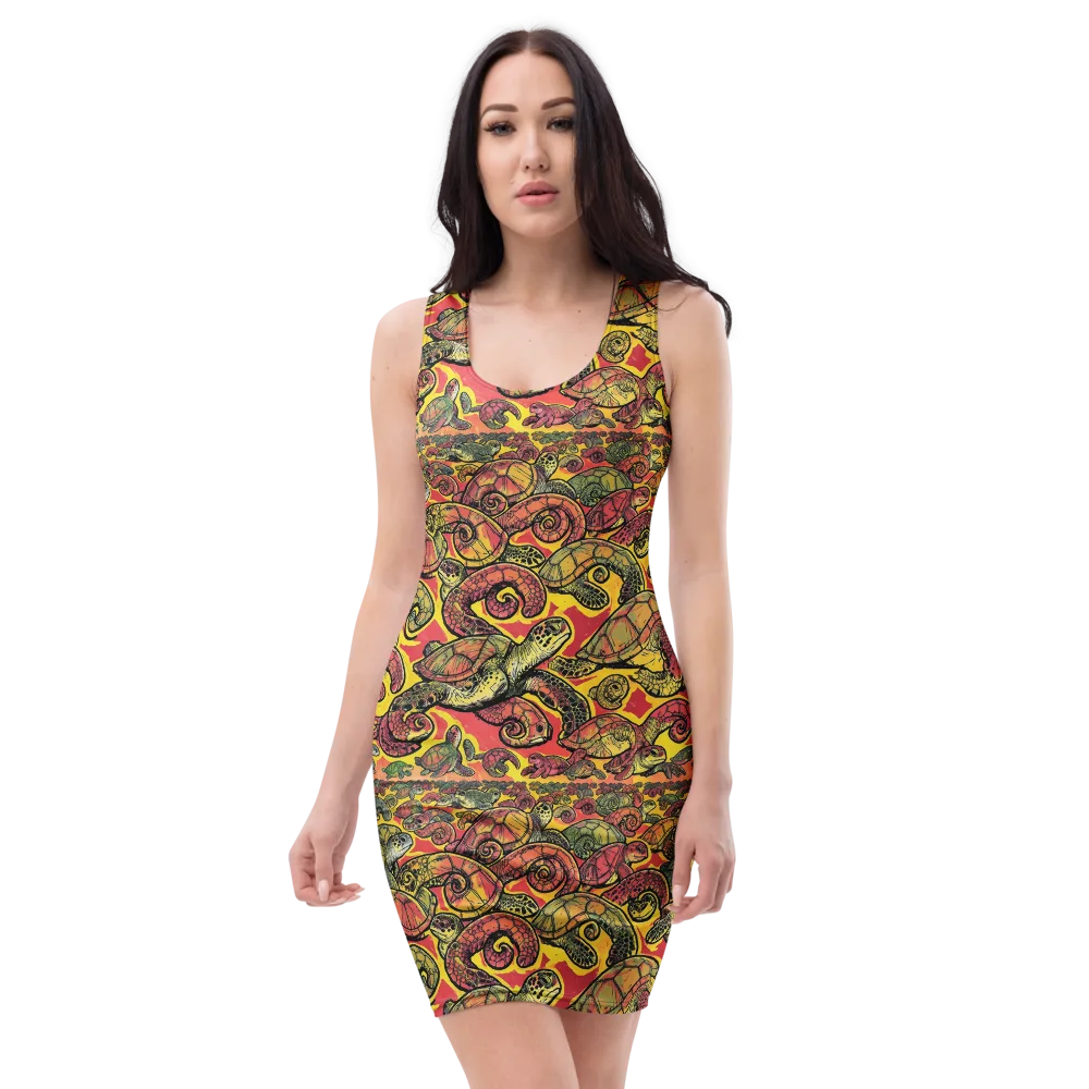 Tortoise Kaleidoscope on Bodycon Dress — Front