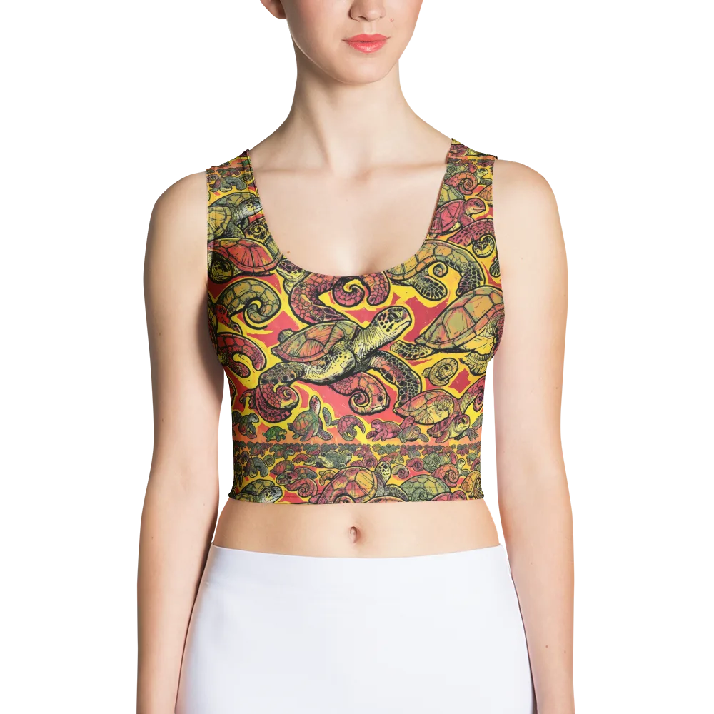 Tortoise Kaleidoscope on Crop Top — Front