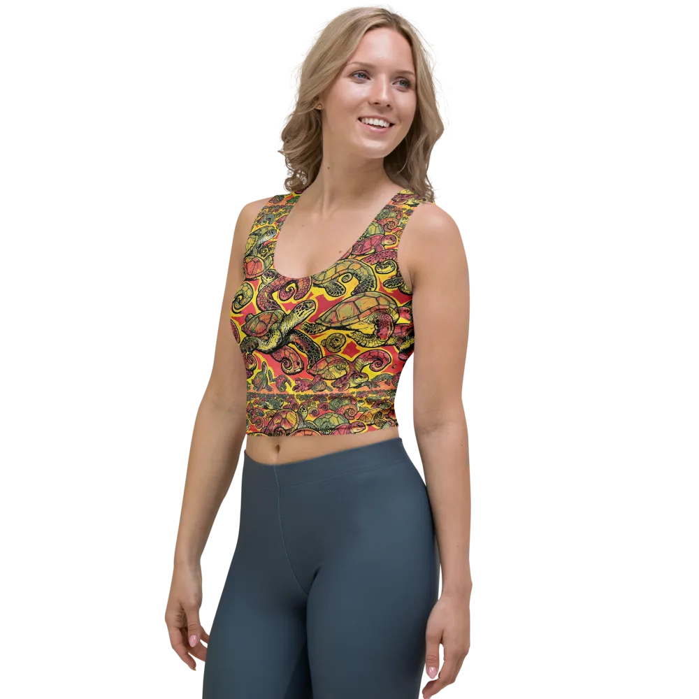 Tortoise Kaleidoscope on Crop Top — Left Front