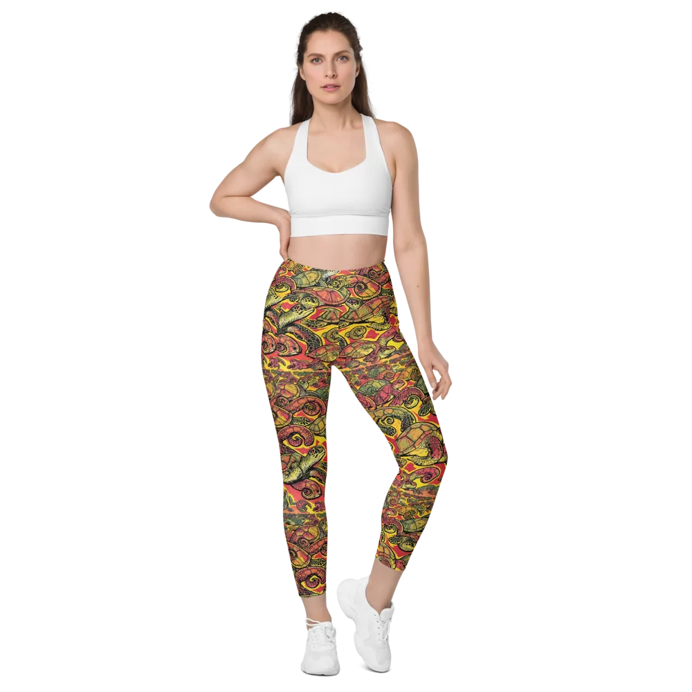 Tortoise Kaleidoscope on Leggings with Pockets — Front