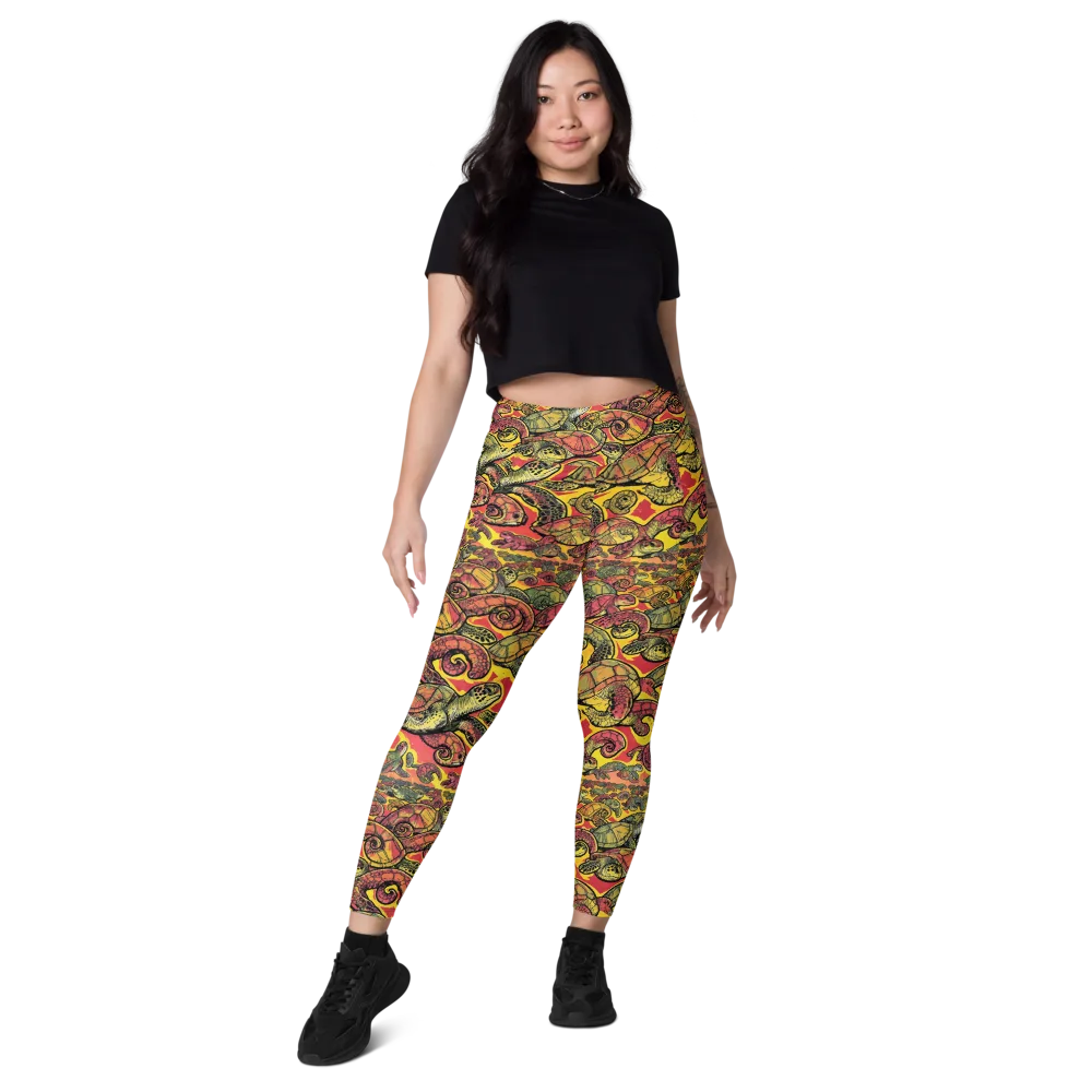 Tortoise Kaleidoscope on Leggings with Pockets — Front