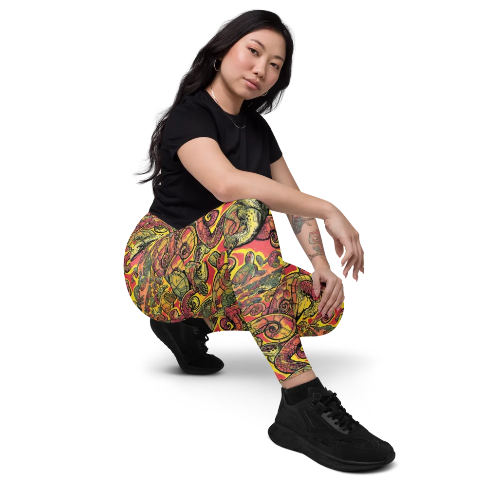 Tortoise Kaleidoscope on Leggings with Pockets — Right Front