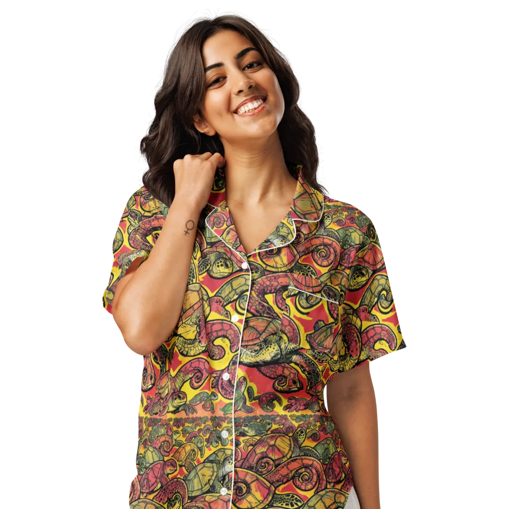 Tortoise Kaleidoscope on Women's Short Sleeve Pajama Top — Front