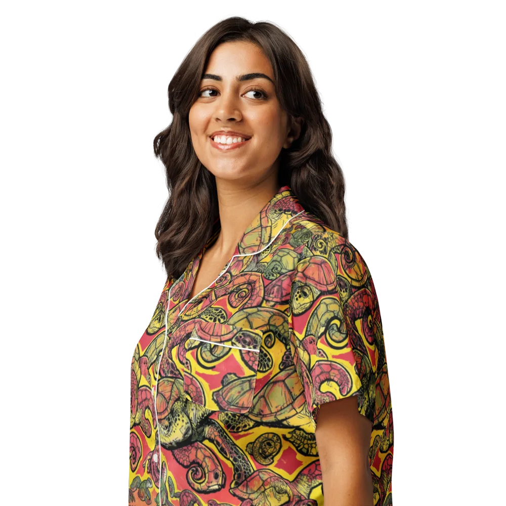 Tortoise Kaleidoscope on Women's Short Sleeve Pajama Top — Left Front