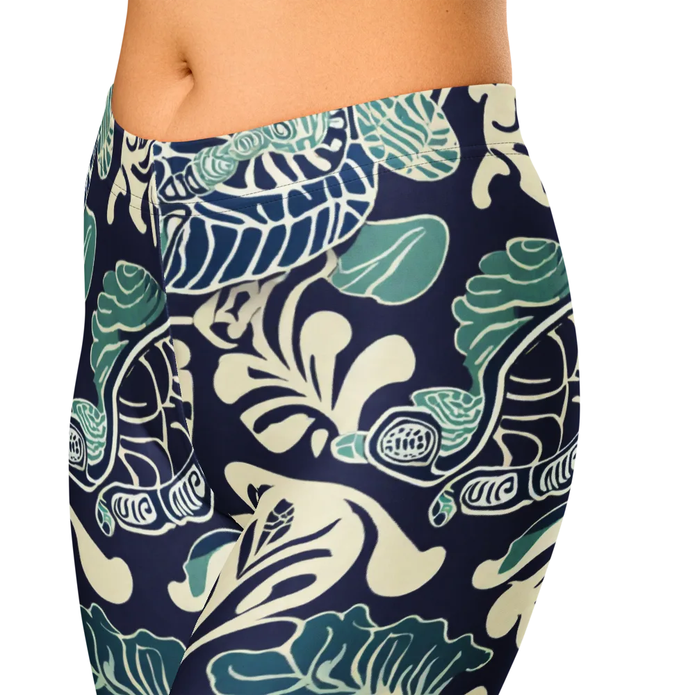 Navy Beetle Garden on Capri Leggings — Zoomed-in
