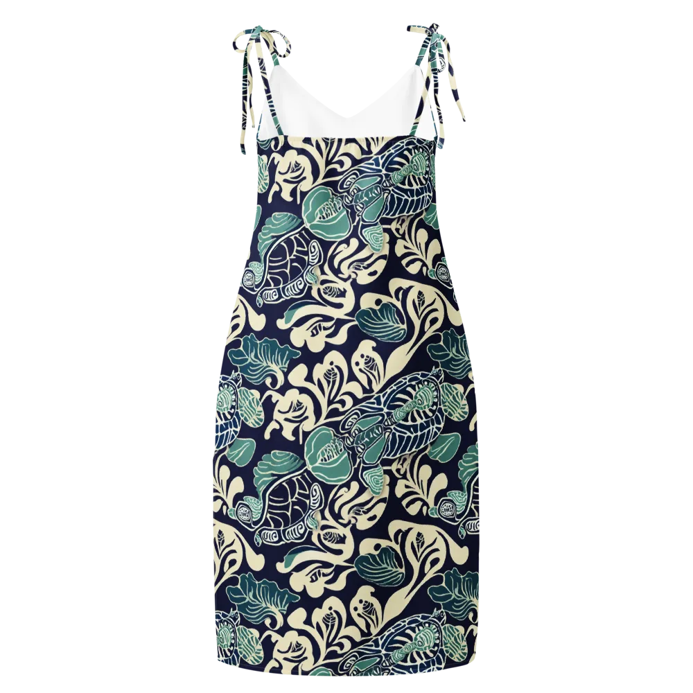 Navy Beetle Garden on Slip Dress — Back
