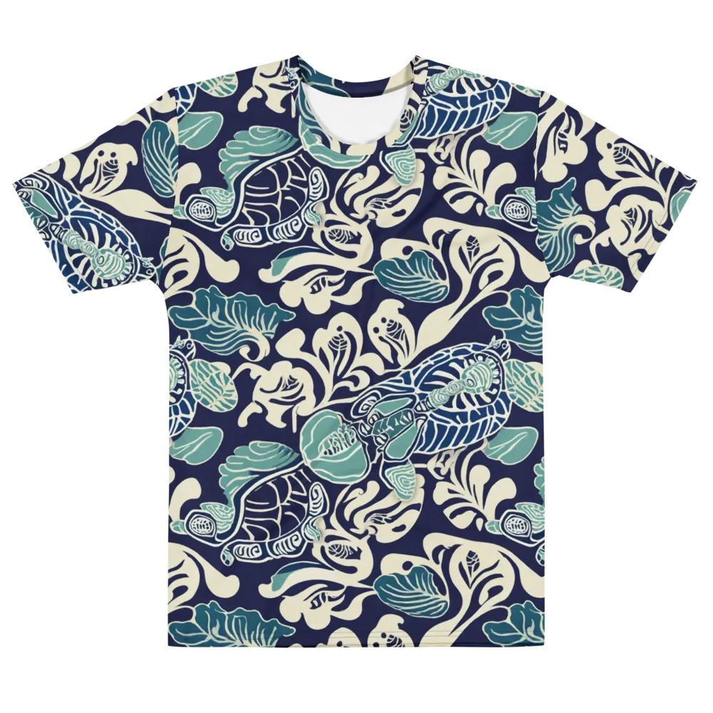 Navy Beetle Garden on Men's Cotton Crew Neck T-Shirt — Front