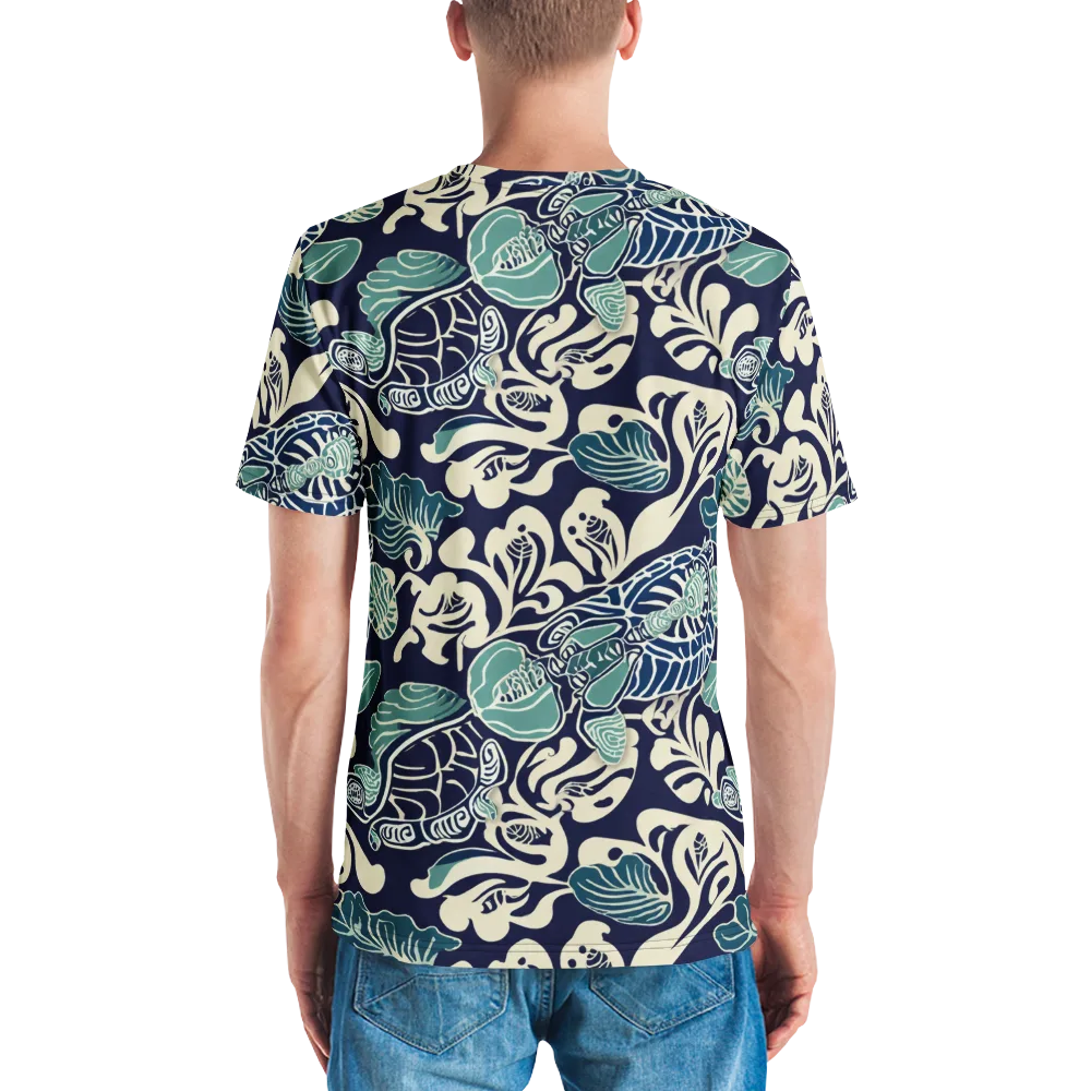 Navy Beetle Garden on Men's Crew Neck T-Shirt — Back