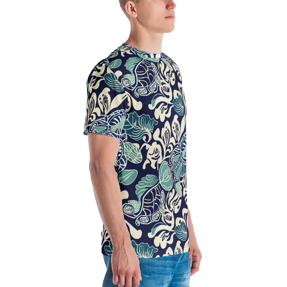 Navy Beetle Garden on Men's Crew Neck T-Shirt — Right