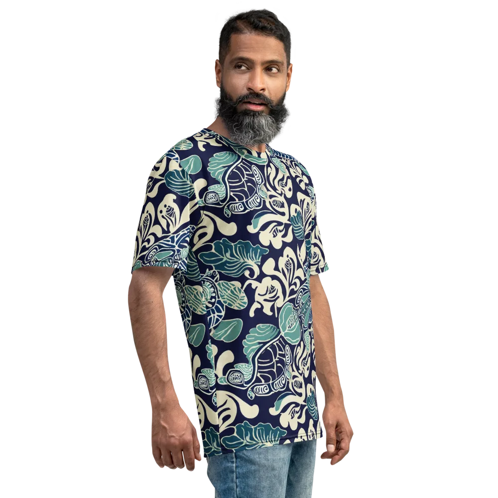 Navy Beetle Garden on Men's Crew Neck T-Shirt — Right