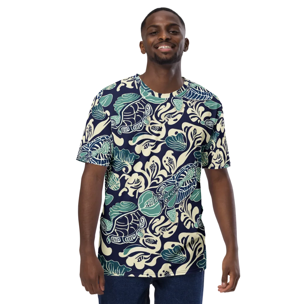 Navy Beetle Garden on Men's Crew Neck T-Shirt — Front