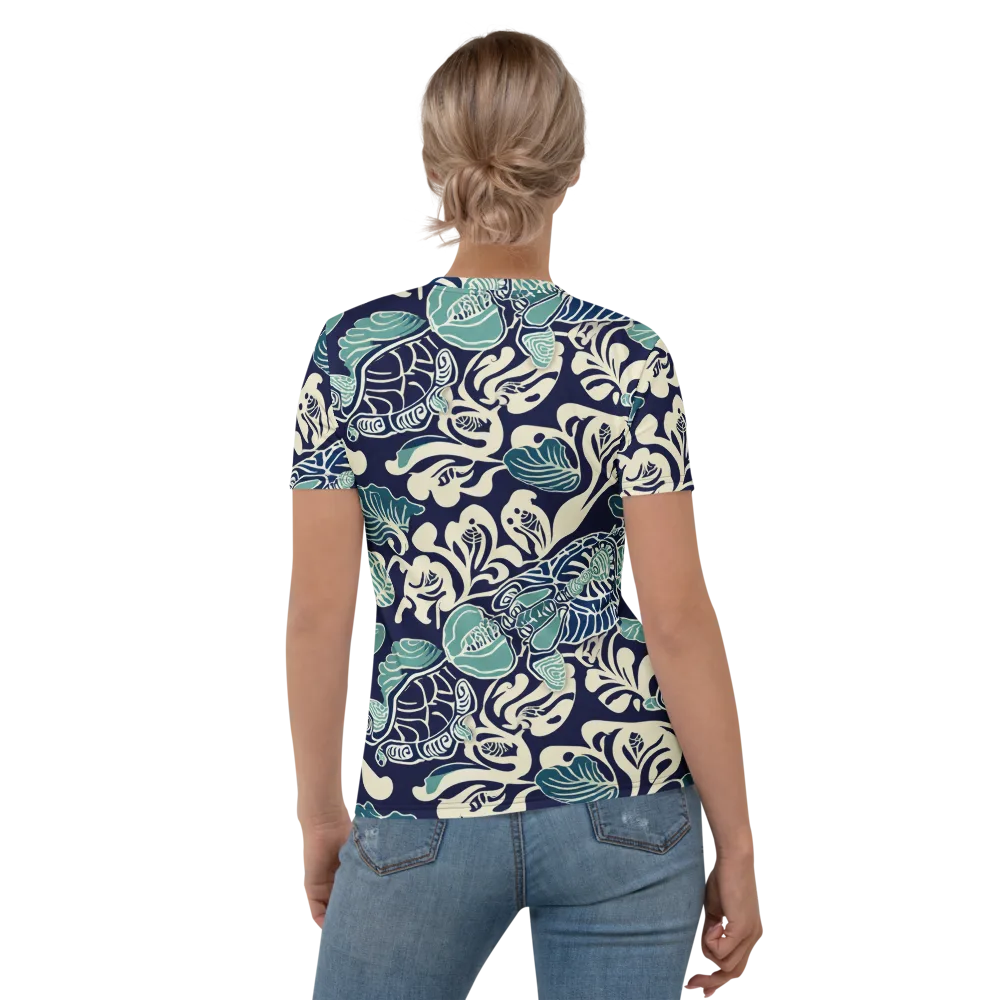 Navy Beetle Garden on Women's Crew Neck T-Shirt — Back